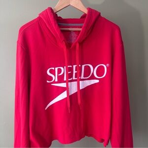 Speedo Unisex Vintage Logo Fleece Hoodie in Red comfortable pullover